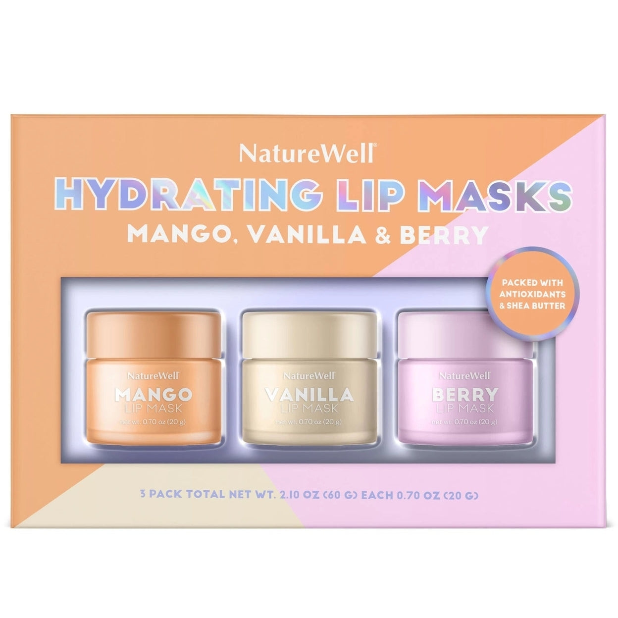 NatureWell Hydrating Lip Masks  Mango  Vanilla & Berry  0.70 Ounce (Pack of 3) - Bellso